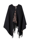 Fendi All Over Ff Reversibile Cape Capes Multicolor In Black
