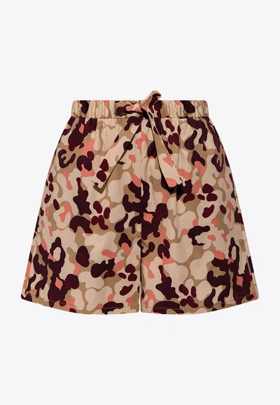 Moncler High-rise Camouflage Cotton Shorts In Multicolore