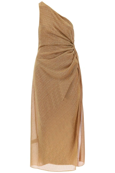 Oseree Oséree One-shoulder Dress In Lurex Knit In Gold