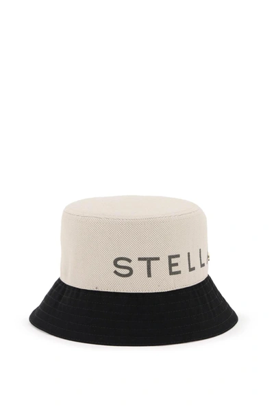 Stella Mccartney Stella Mc Cartney Bucket Hat With Logo Lettering In Beige,black