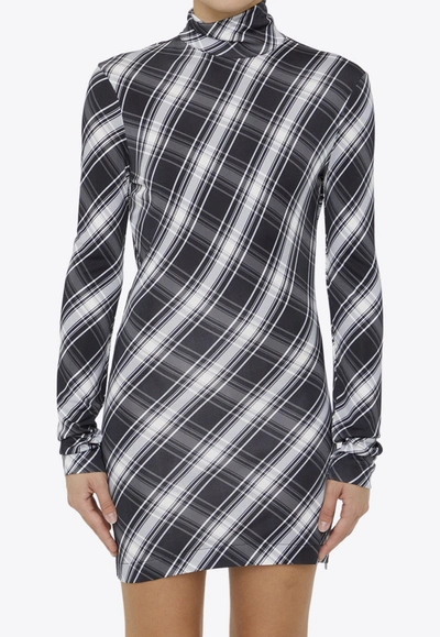 JIL SANDER CHECK PATTERNED MINI DRESS