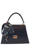 PERSAMAN NEW YORK CROC EMBOSSED SATCHEL BAG