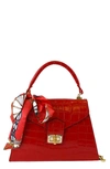 PERSAMAN NEW YORK CROC EMBOSSED SATCHEL BAG