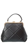 Persaman New York Diamond Quilt Satchel Bag In Black