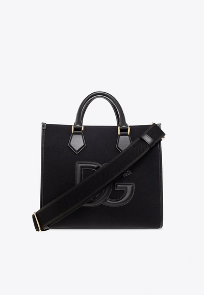 Dolce & Gabbana Logo-patch Tote Bag In Black