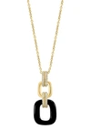 EFFY EFFY ONYX & DIAMOND LINK PENDANT NECKLACE