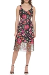 GUESS GUESS FLORAL EMBROIDERED A-LINE COCKTAIL DRESS