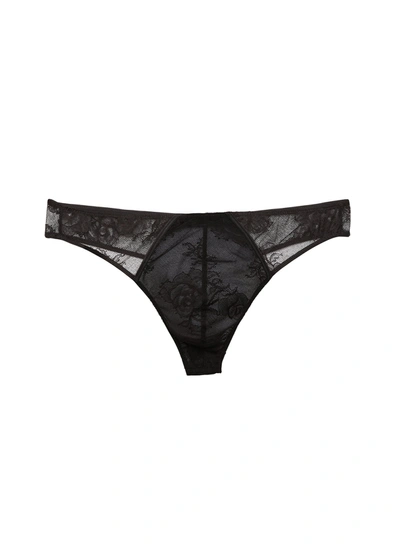 Fleur Du Mal Men's Bouquet Lace Thong In Black