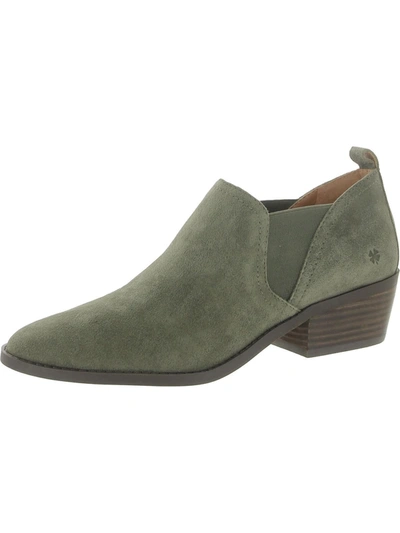 Lucky Brand Wallinda Womens Oiled Suede Padded Insole Ankle Boots In Green