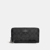 Coach Outlet Long Zip Around Wallet In Signature Canvas In Silver