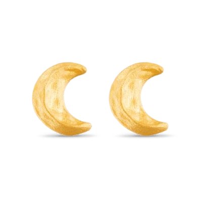 7879 Crescent Moon Stud Earrings In Gold