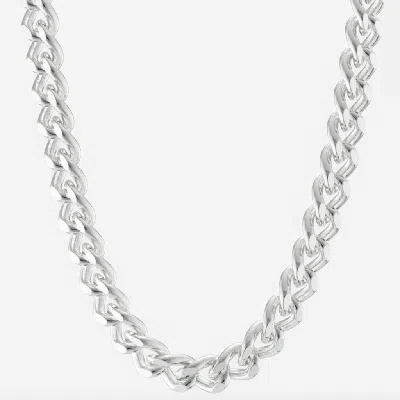 7879 Wide Filed Curb Chain Necklace In Silver