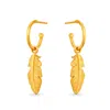 7879 Women's Gold Feather Charm Hoop Earrings