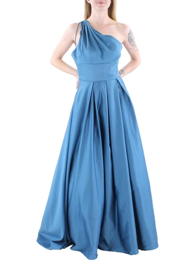 Blondie Nites Juniors Womens One Shoulder Maxi Evening Dress In Blue