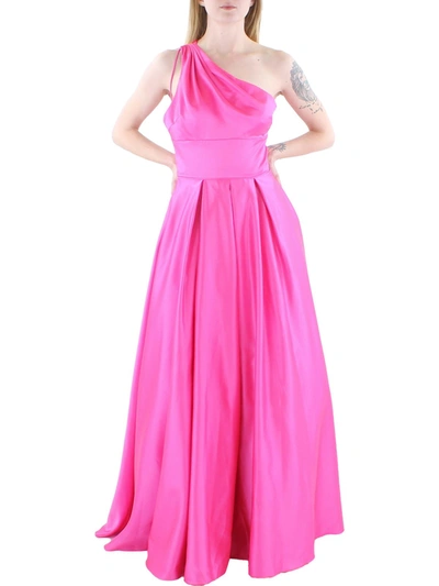 Blondie Nites Juniors Womens One Shoulder Maxi Evening Dress In Pink