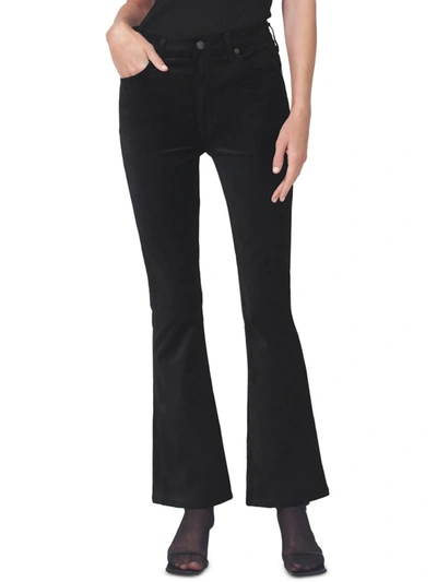 Citizens Of Humanity Lilah Womens Velvet High Rise Bootcut Pants In Black