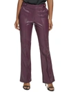CALVIN KLEIN WOMENS FAUX LEATHER HIGH RISE FLARED PANTS