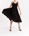 MOLLY BRACKEN WOVEN SPAGHETTI STRAP DRESS IN BLACK