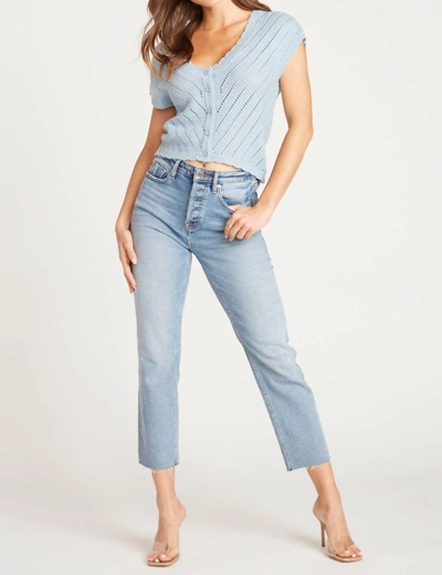 Vigoss Stevie Crop Straight Leg Jeans In Light Wash In Blue