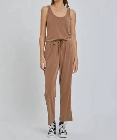 Be Cool Soft Classic Modal Sleeveless Drawstring Jumpsuit In Brown