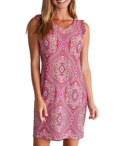 Jude Connally Lulu Dress In Paisley Medallion Hot Pink