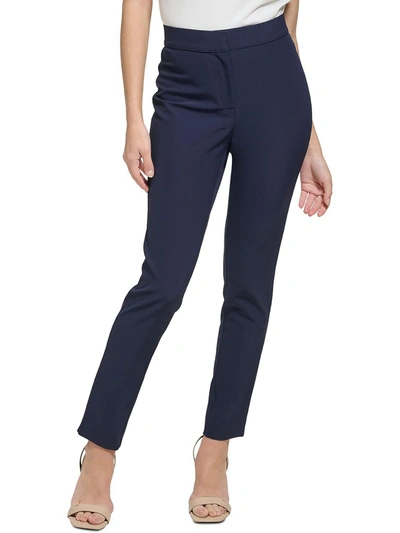 Calvin Klein Womens Skinny Flat Front Dress Pants In Blue