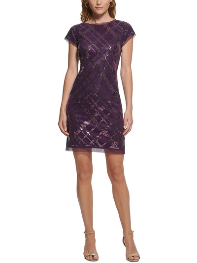 Vince Camuto Womens Sequined Short Mini Dress In Purple