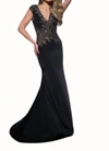 Tony Bowls Cap Sleeve Gown In Black In Black