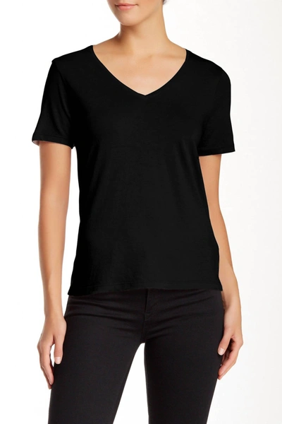 Three Dots Cotton V-neck Tee In Black