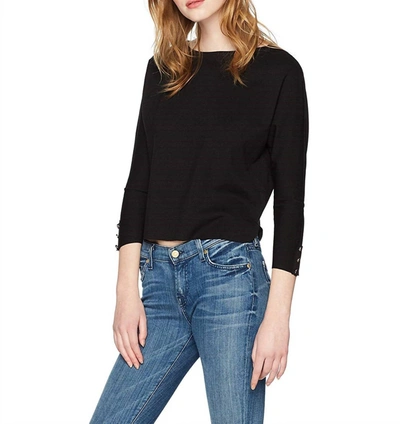 Three Dots Ponte Loose Short Top In Black