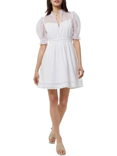 French Connection Womens Eyelet Illusion Mini Dress In White