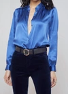 L Agence Bianca Silk Charmeuse Button-down Blouse In Multi