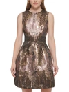 Vince Camuto Womens Metallic Mini Fit & Flare Dress In Pink