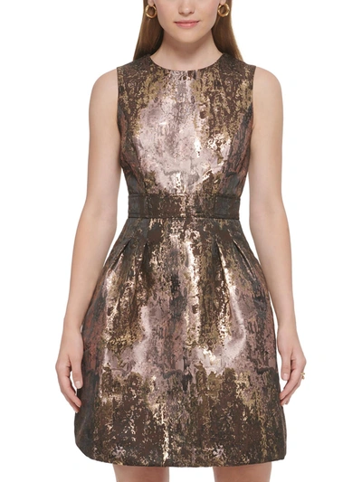 Vince Camuto Womens Metallic Mini Fit & Flare Dress In Pink
