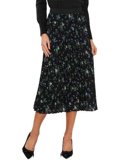 Cece Fallen Leaves Womens Pleated Long Maxi Skirt In Black