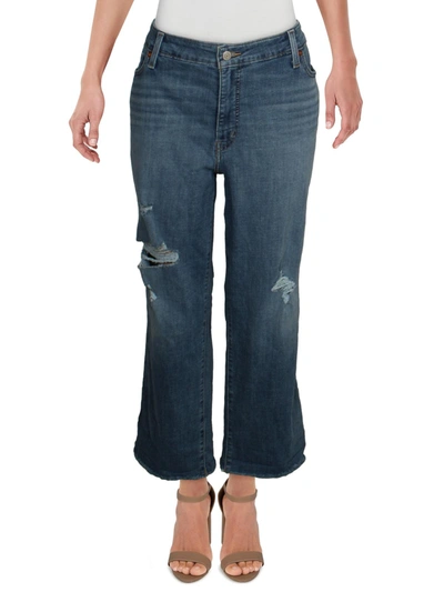 Levi's Plus Womens Destroyed Tapered Boyfriend Jeans In Blue