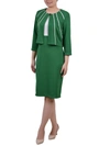 Ny Collection Petite Two Piece Jacket And Dress Set In Gold