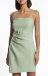 Theory Galena Linen Notched-hem Mini Dress In Green