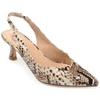 Journee Collection Mikoa Snake Embossed Slingback Pump In Beige