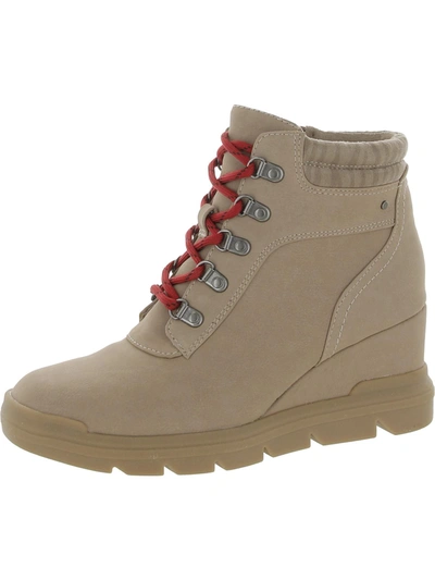 Dr. Scholl's Shoes Reign Womens Faux Suede Lace Up Hiking Boots In Grey