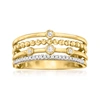 Ross-simons Bezel-set Diamond Multi-row Ring In 14kt Yellow Gold In White