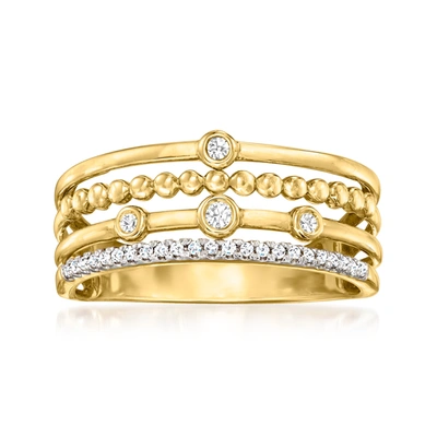 Ross-simons Bezel-set Diamond Multi-row Ring In 14kt Yellow Gold In White