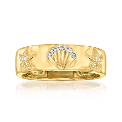 Ross-simons Diamond-accented Sea Life Ring In 18kt Gold Over Sterling In White
