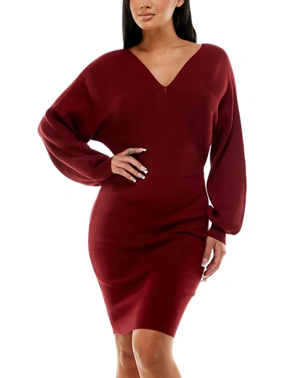 Planet Gold Womens Knit Midi Sweaterdress In Red