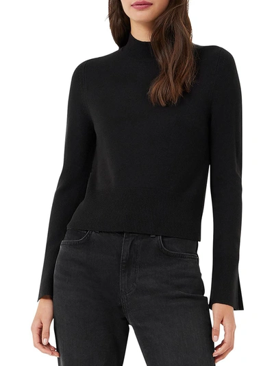 French Connection Womens Funnel Neck Heathered Pullover Sweater In Black