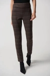 Joseph Ribkoff Heavy Knit Plaid Pull-on Pants In Brown Multi In Black