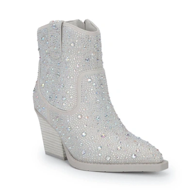 Vintage Havana Garen Bootie In Silver Rhinestone In Grey