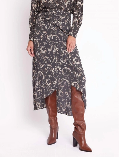 Berenice Black Print Slit Skirt