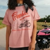 GIRL DANGEROUS FREEDOM ON TWO WHEELS TEE IN PINK