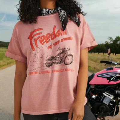 Girl Dangerous Freedom On Two Wheels Tee In Pink